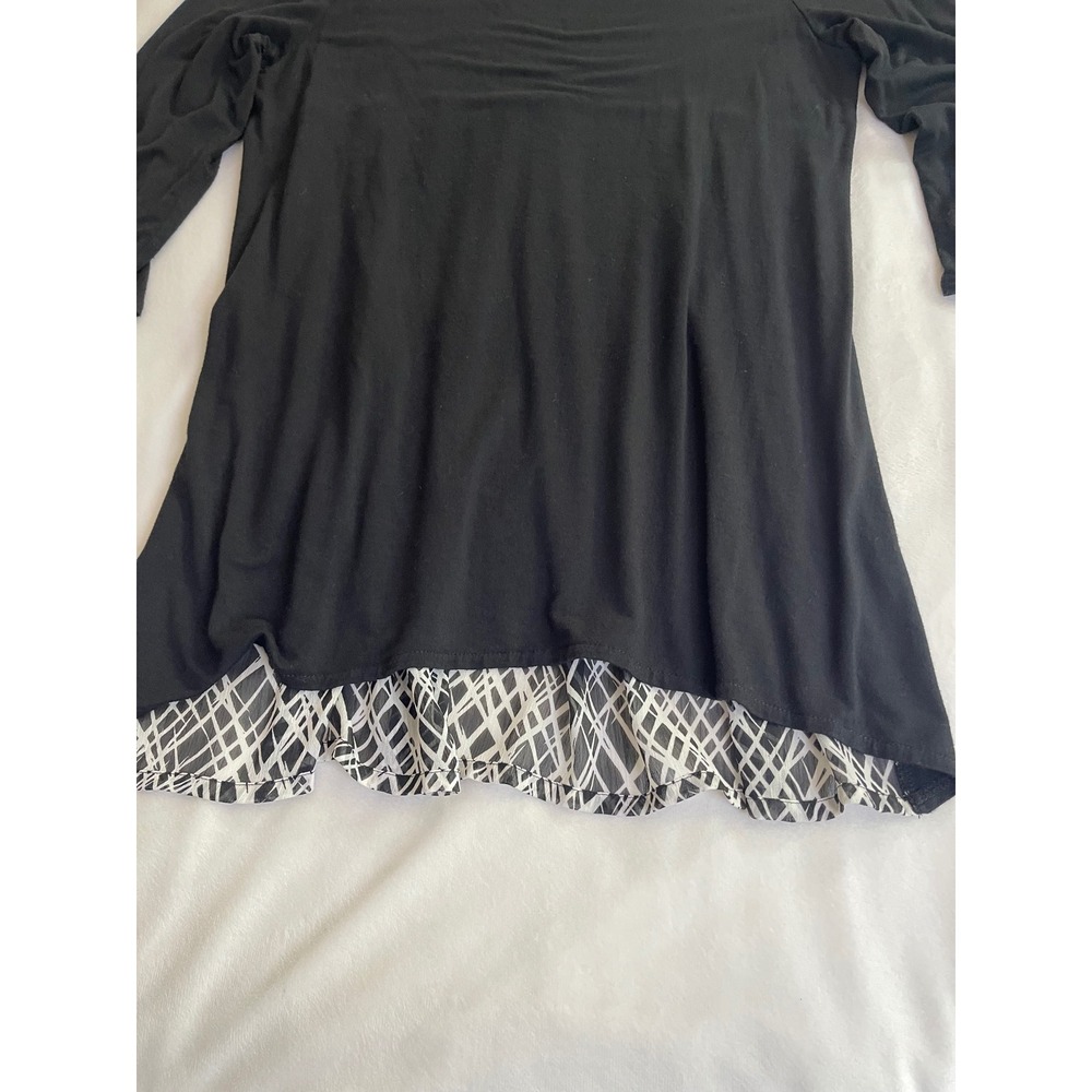 Wados Womens Black Mixed Media Geometric Print Tunic Top 3/4 Sleeve Small - Picture 3 of 9